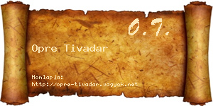 Opre Tivadar névjegykártya